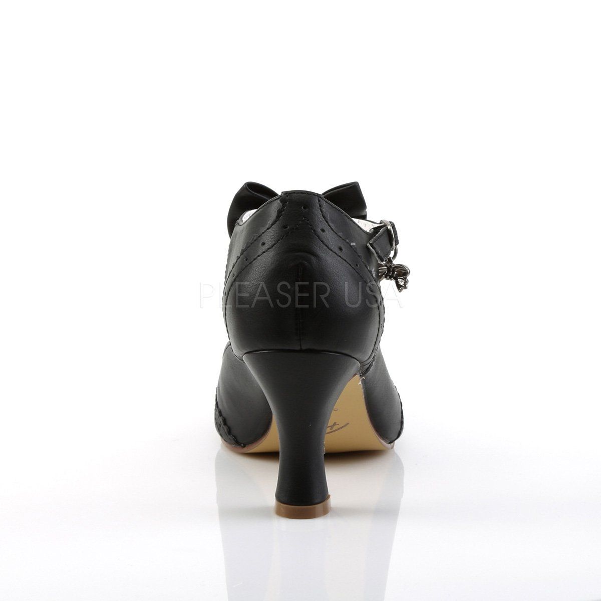 FLAPPER-11 Black Faux Leather Pin Up Couture
