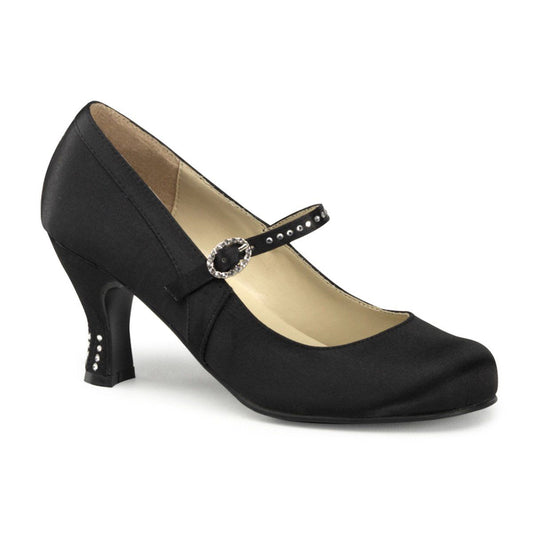 FLAPPER-20 Black Satin Pu Funtasma