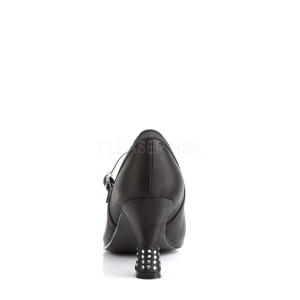 FLAPPER-20 Black Satin Pu Funtasma