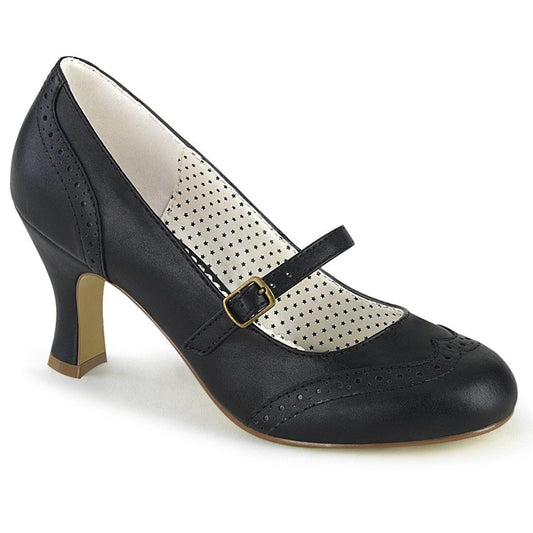 FLAPPER-32 Black Faux Leather Pin Up Couture