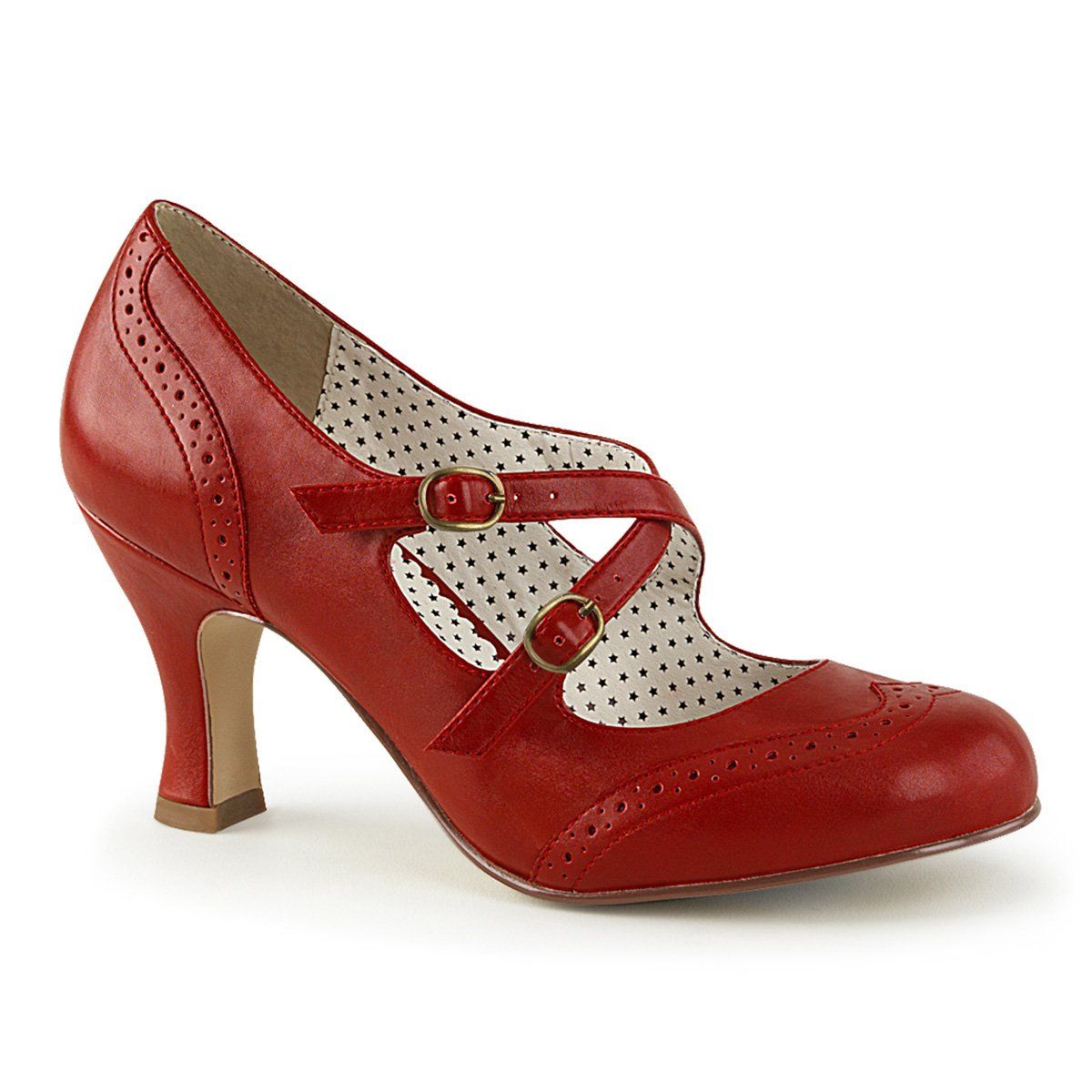 FLAPPER-35 Red Faux Leather Pin Up Couture