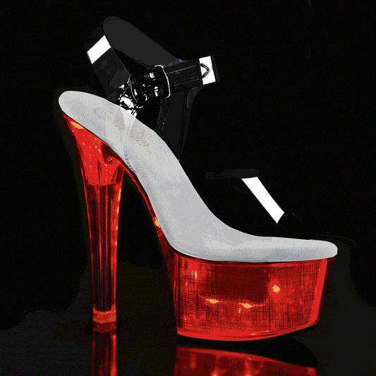 FLASHDANCE-608CH Clear/Silver Hologram Platform Sandal Pleaser