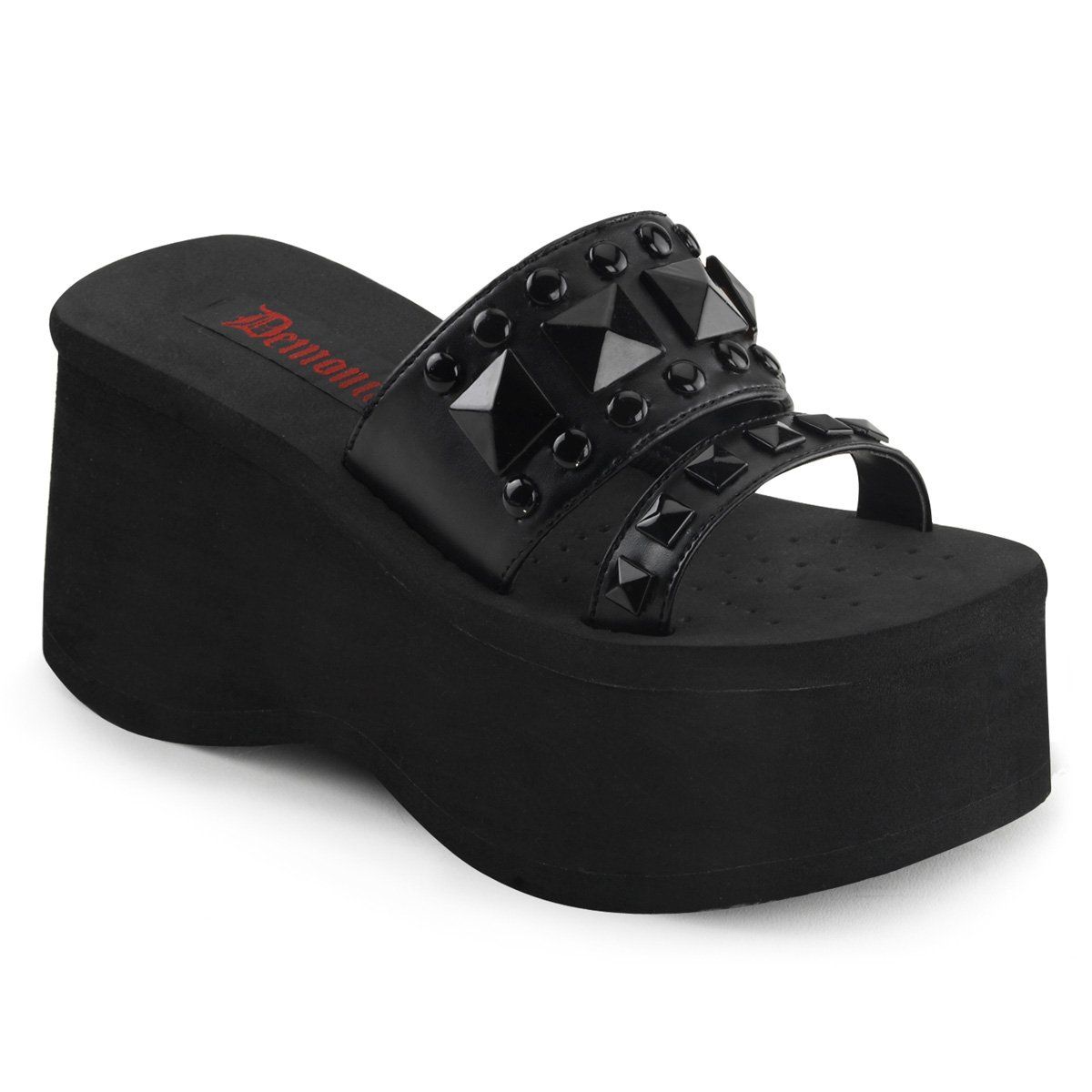 FUNN-18 Black Vegan Leather Slide Demonia