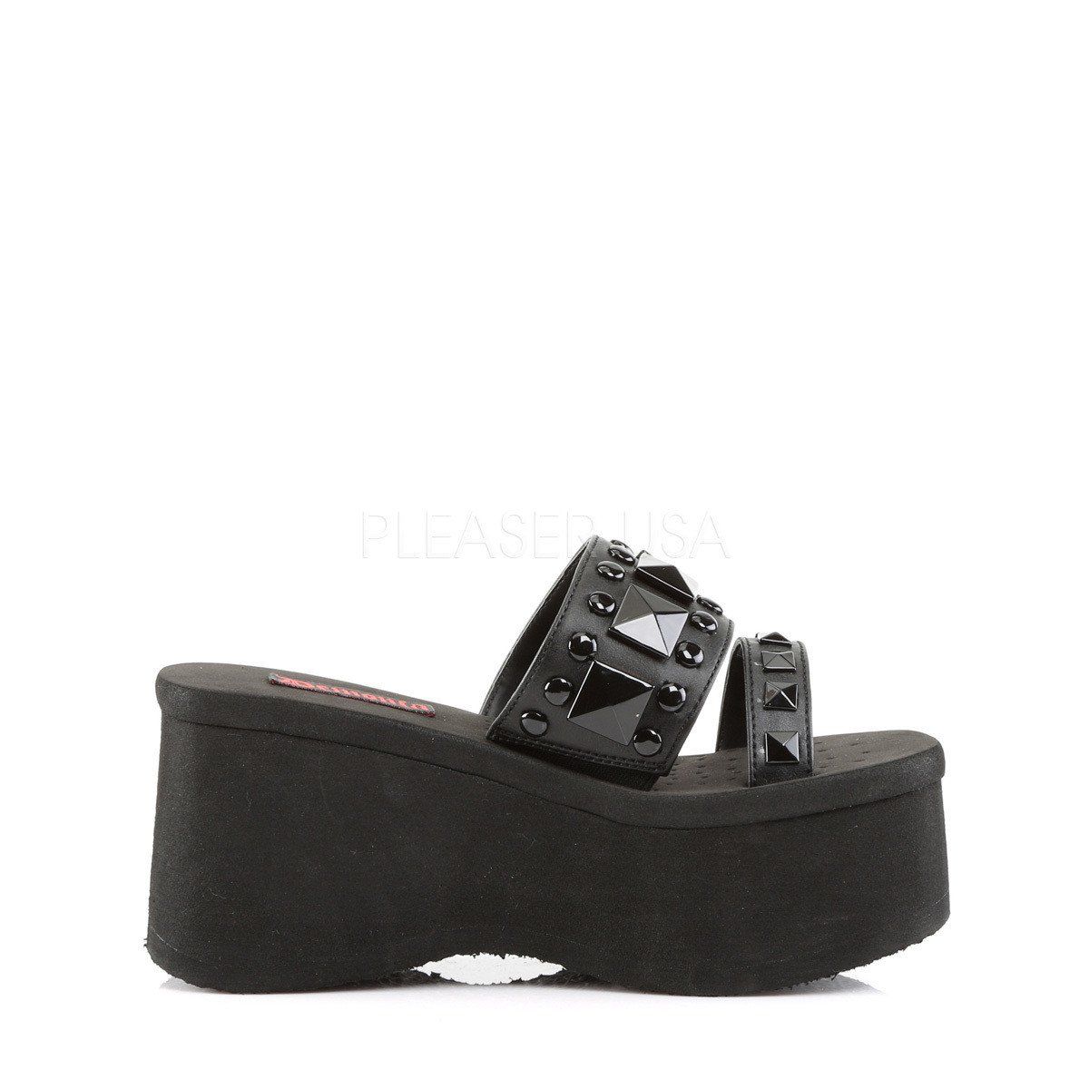 FUNN-18 Black Vegan Leather Slide Demonia