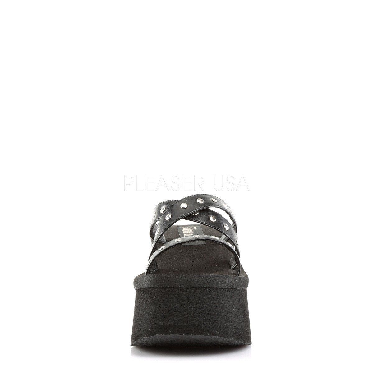 FUNN-19 Black Vegan Leather Sandal Demonia