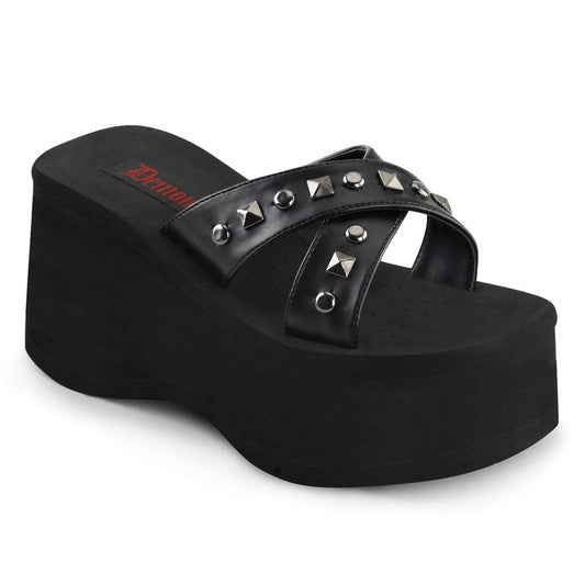 FUNN-29 Black Vegan Leather Slide Demonia
