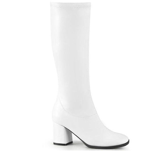 GOGO-300-2 White Stretch Faux Leather Funtasma