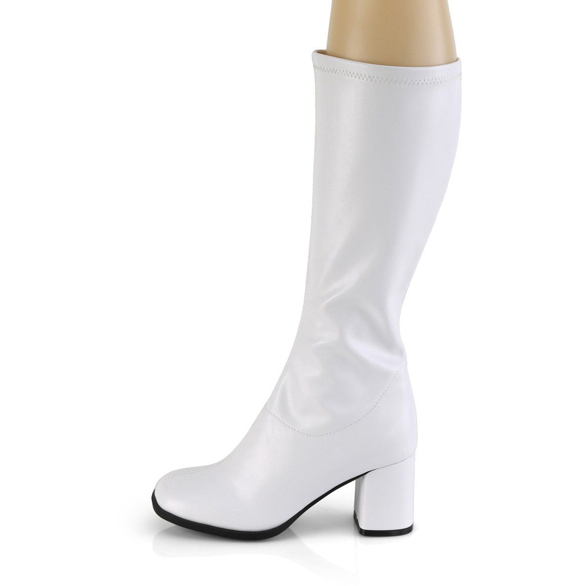 GOGO-300-2 White Stretch Faux Leather Funtasma