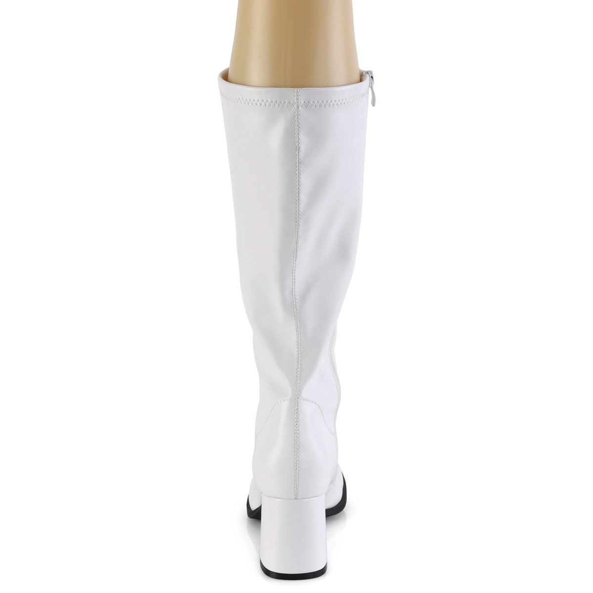 GOGO-300-2 White Stretch Faux Leather Funtasma
