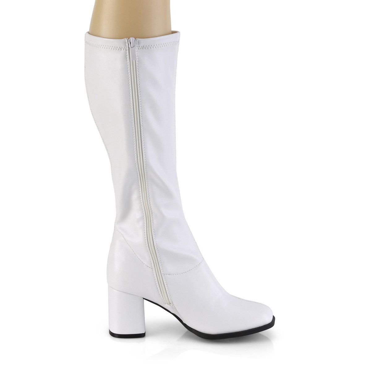 GOGO-300-2 White Stretch Faux Leather Funtasma