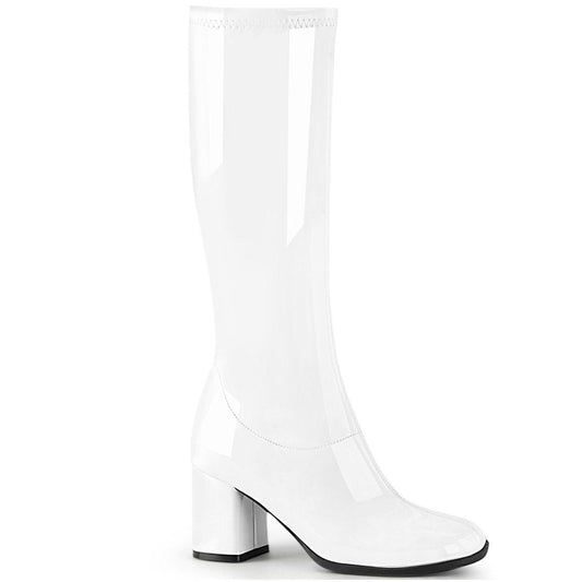 GOGO-300-2 White Stretch Patent Funtasma