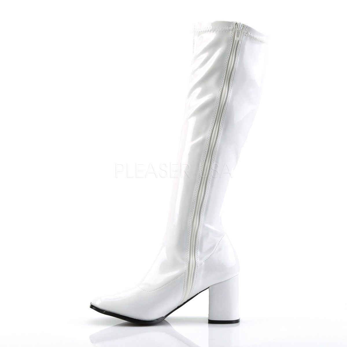 GOGO-300 White Stretch Patent Funtasma