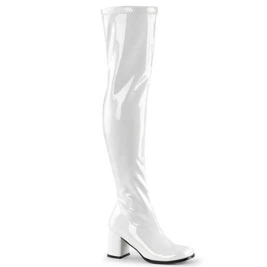GOGO-3000 White Stretch Patent Funtasma