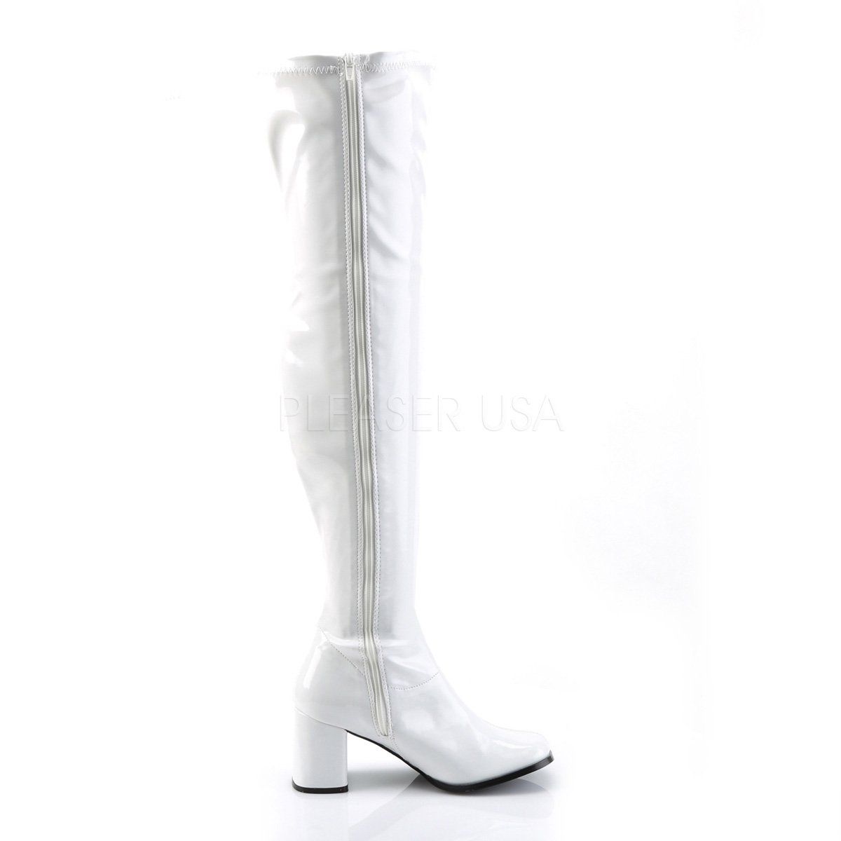 GOGO-3000 White Stretch Patent Funtasma