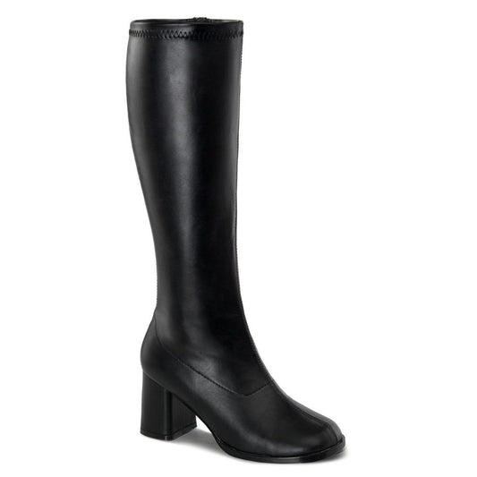 GOGO-300WC Wide Calf Black Stretch Pu Funtasma