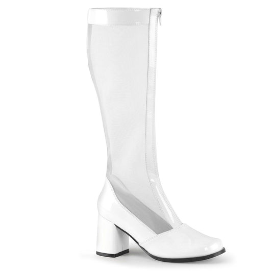 GOGO-307 White Stretch Patent-Mesh Funtasma