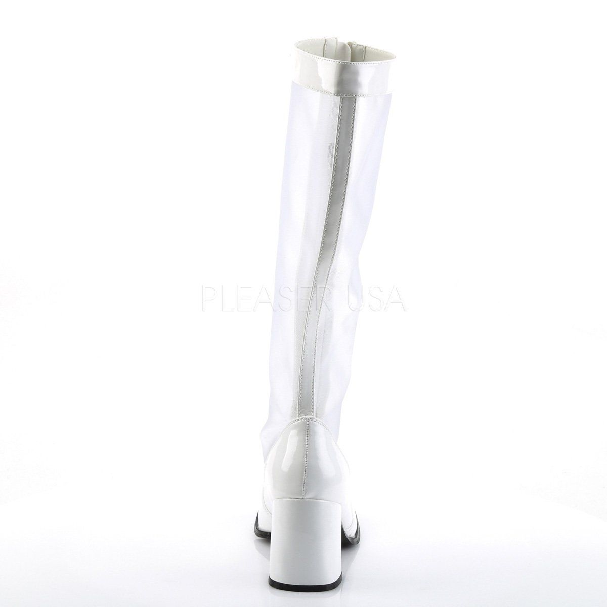 GOGO-307 White Stretch Patent-Mesh Funtasma