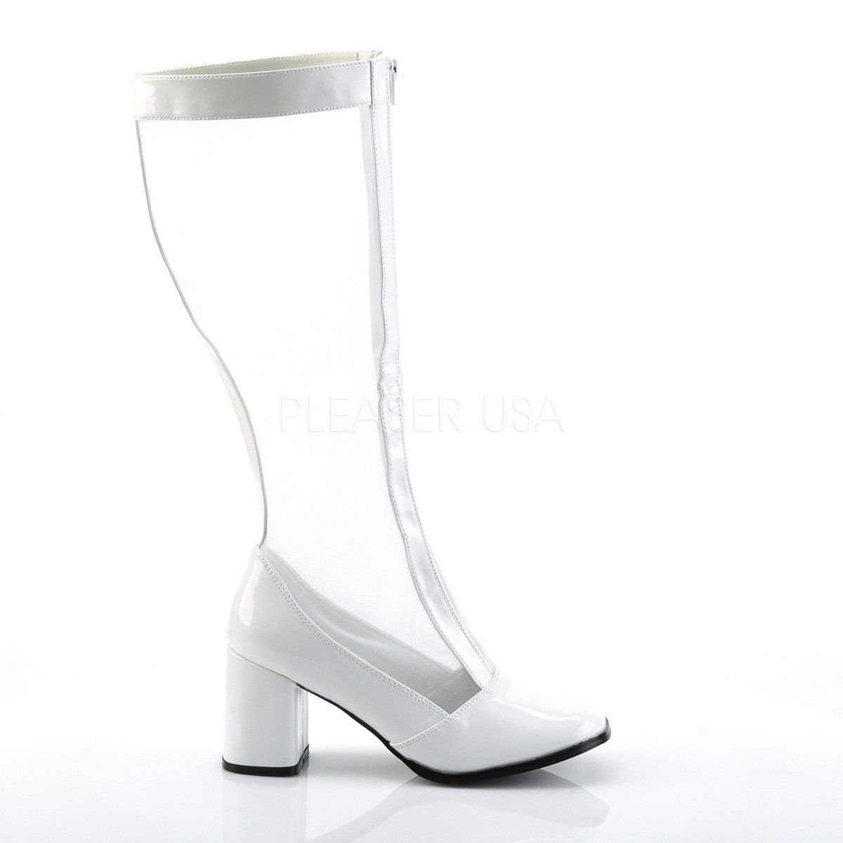 GOGO-307 White Stretch Patent-Mesh Funtasma