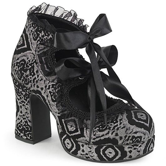 GOTHIKA-53 Black-Silver Faux Nubuck Leather Pump Demonia