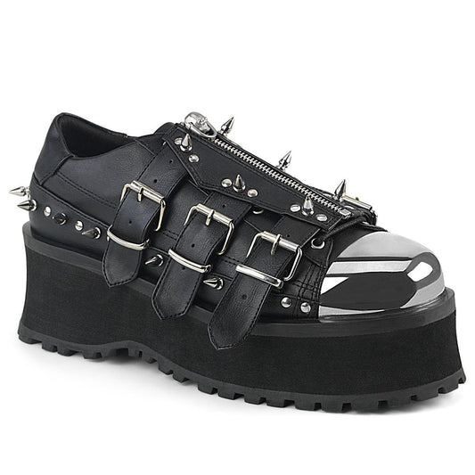 GRAVEDIGGER-03 Black Vegan Leather Shoe Demonia