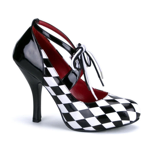 HARLEQUIN-03 Black-White Patent-Checkers Funtasma