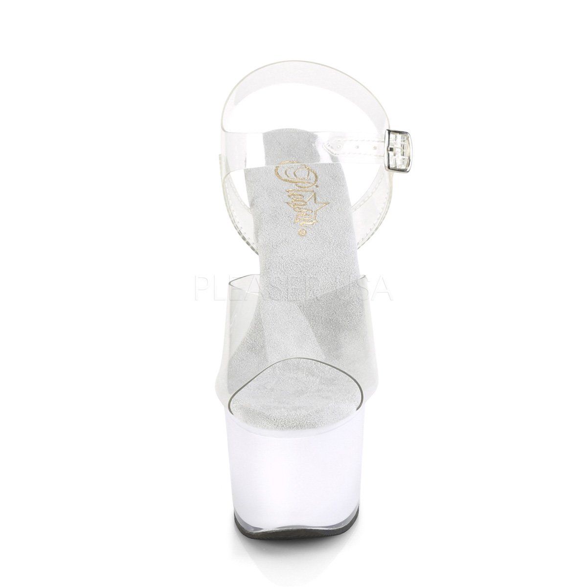 ILLUMINATOR-708 Clear/White Glow Platform Sandal Pleaser