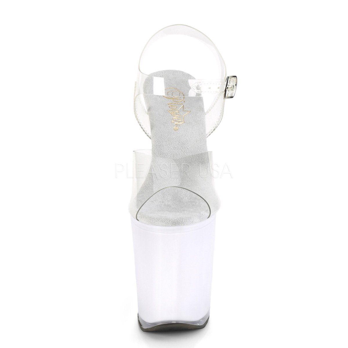 ILLUMINATOR-808 Clear/White Glow Platform Sandal Pleaser
