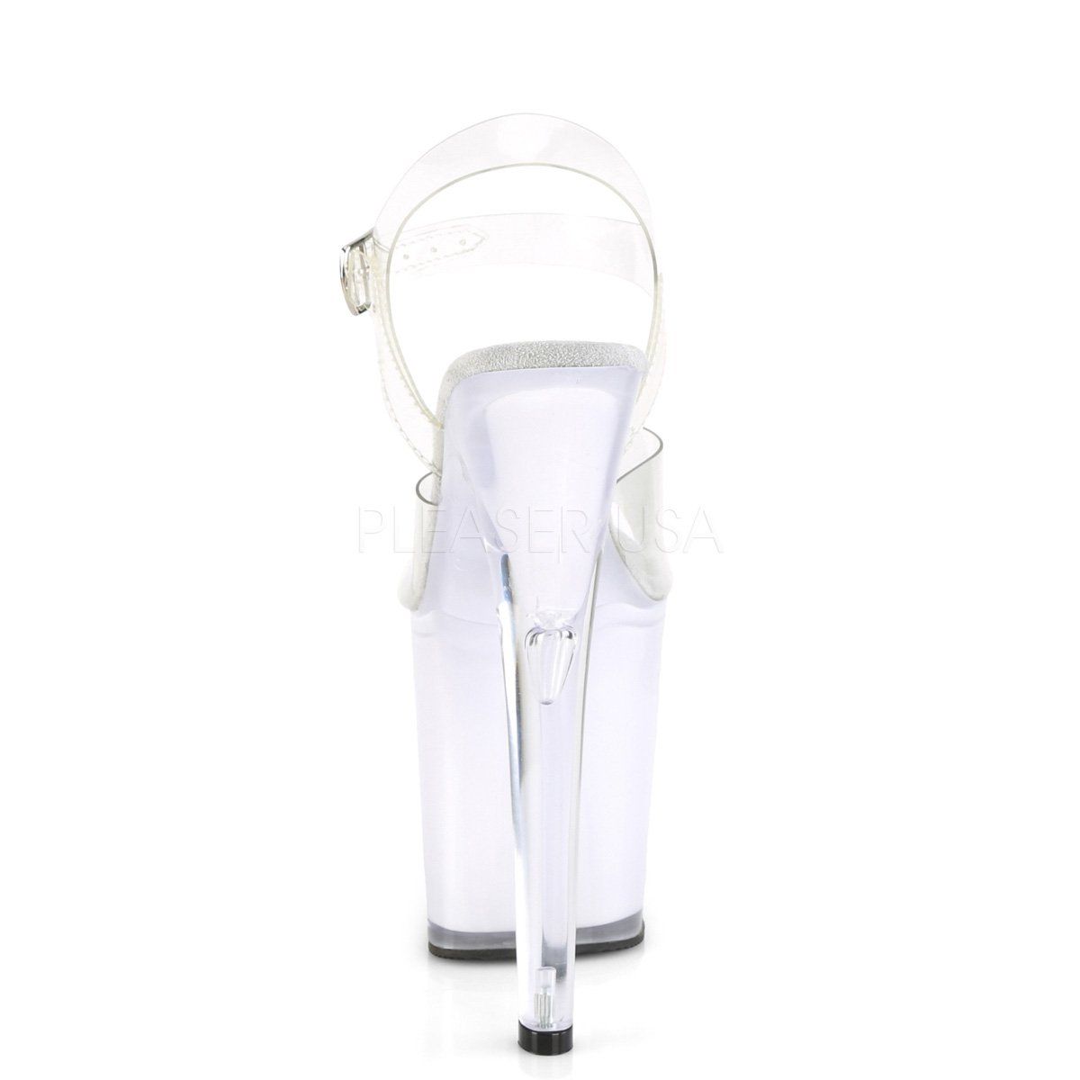 ILLUMINATOR-808 Clear/White Glow Platform Sandal Pleaser