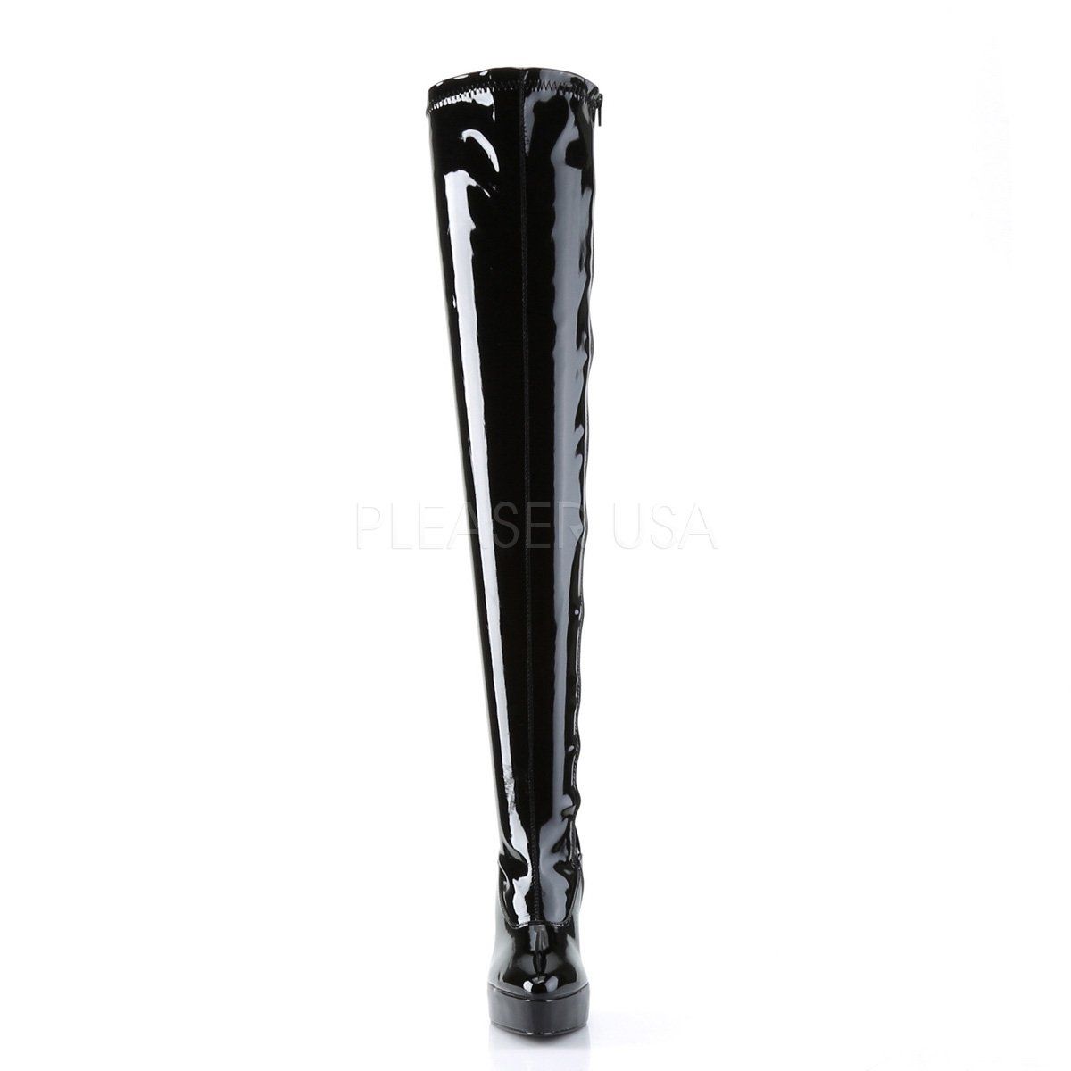 INDULGE-3063 Black Stretch Patent Devious