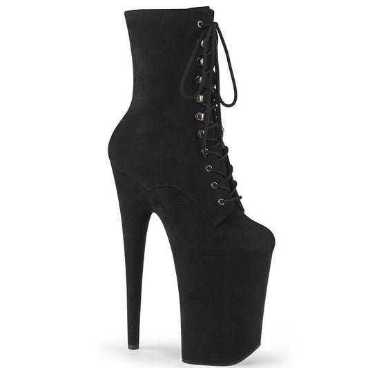 INFINITY-1020FS Black Faux Suede/Black Faux Suede Ankle Boot Pleaser
