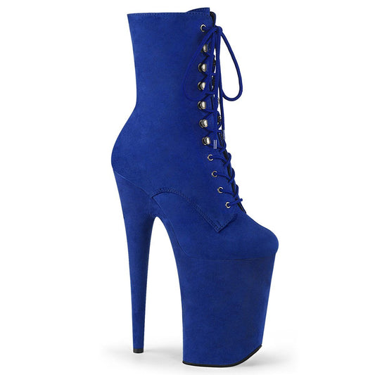 INFINITY-1020FS Royal Blue Faux Suede/Royal Blue Faux Suede Ankle Boot Pleaser