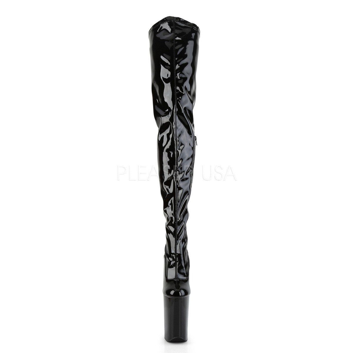 INFINITY-4000 Black Stretch Patent Boot Pleaser