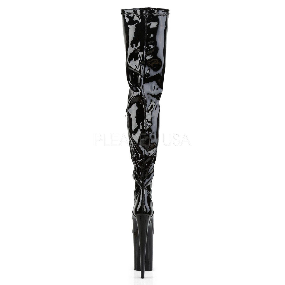 INFINITY-4000 Black Stretch Patent Boot Pleaser