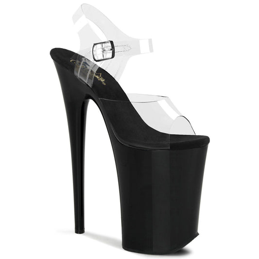 INFINITY-908 Clear/Black Platform Sandal Pleaser