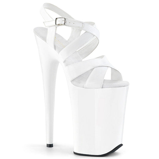INFINITY-997 White Patent Platform Sandal Pleaser