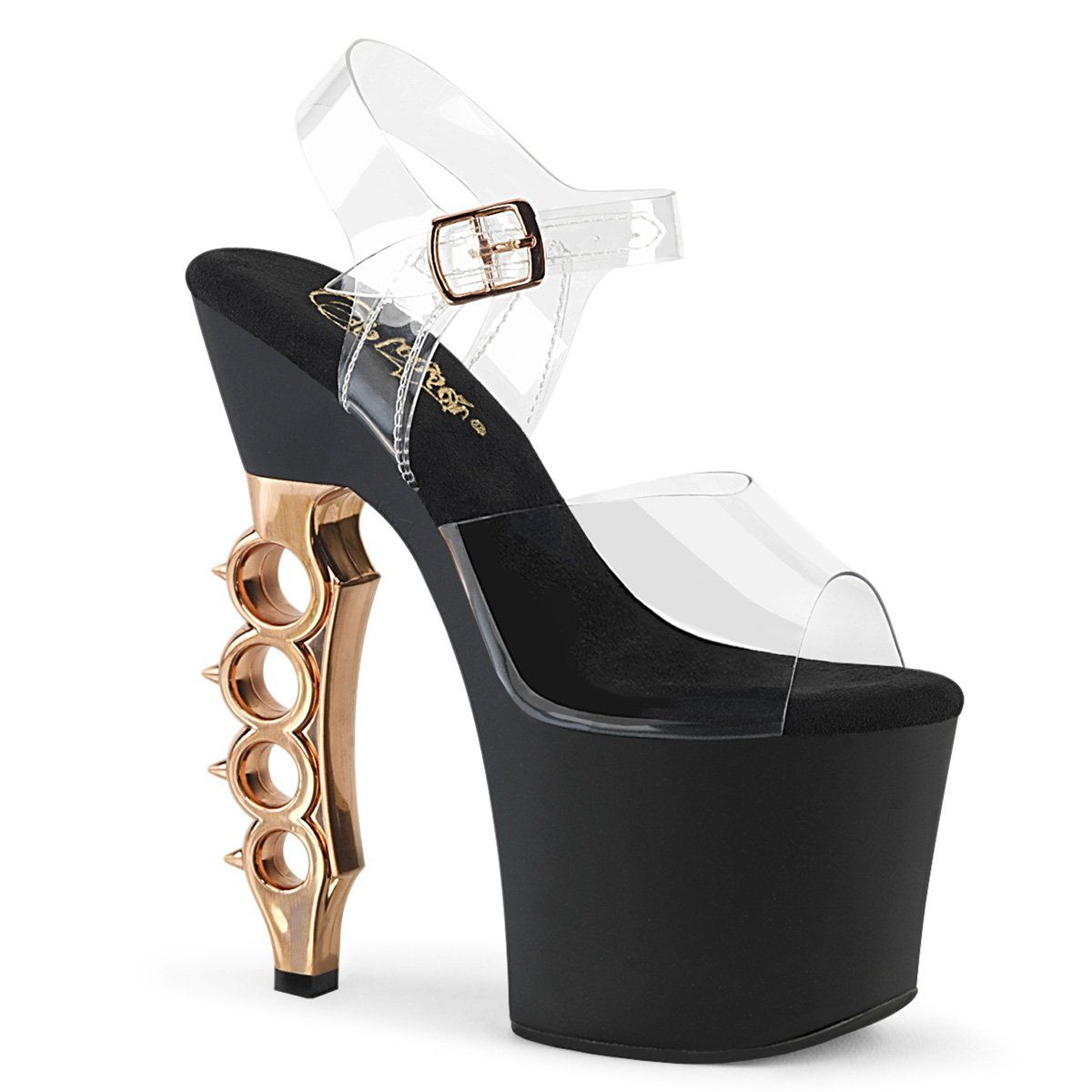IRONGRIP-708 Clear-Copper Brushed Platform Sandal Pleaser
