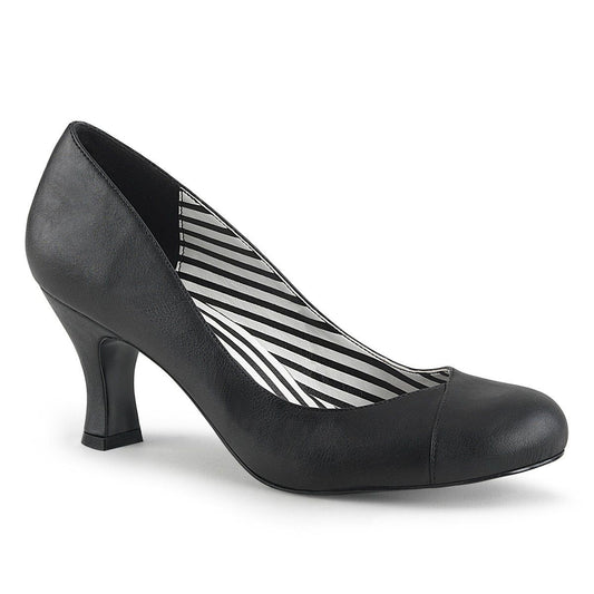 JENNA-01 Black Faux Leather Pleaser Pink Label