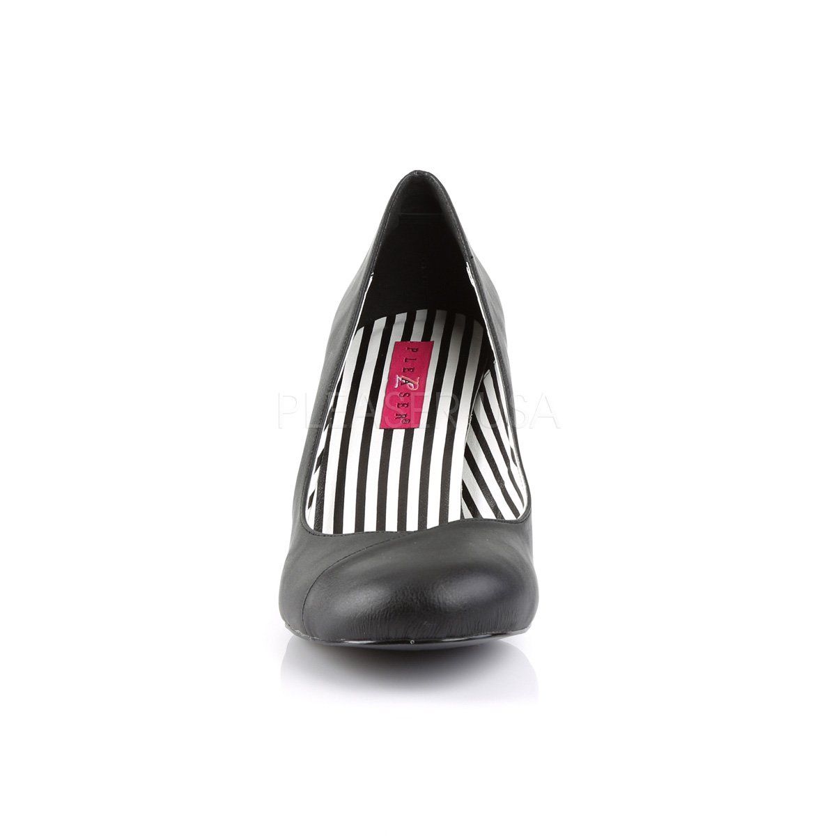 JENNA-01 Black Faux Leather Pleaser Pink Label