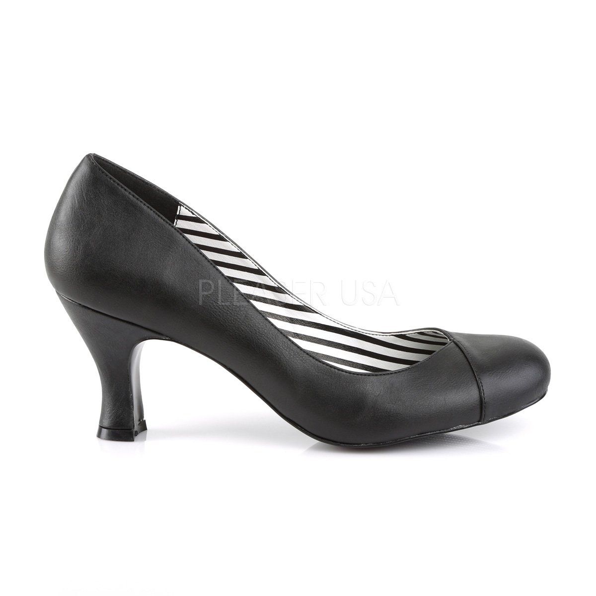 JENNA-01 Black Faux Leather Pleaser Pink Label