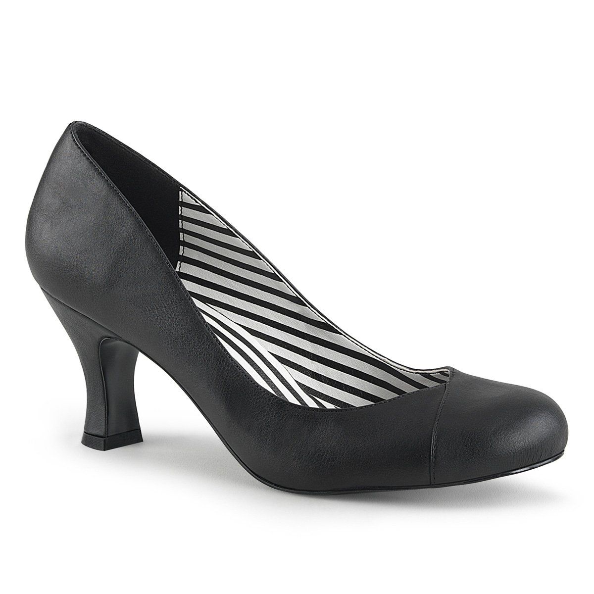 JENNA-01 Black Faux Leather Pleaser Pink Label