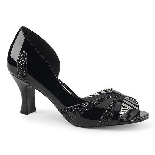JENNA-03 Black Patent-Black Glitter Pleaser Pink Label