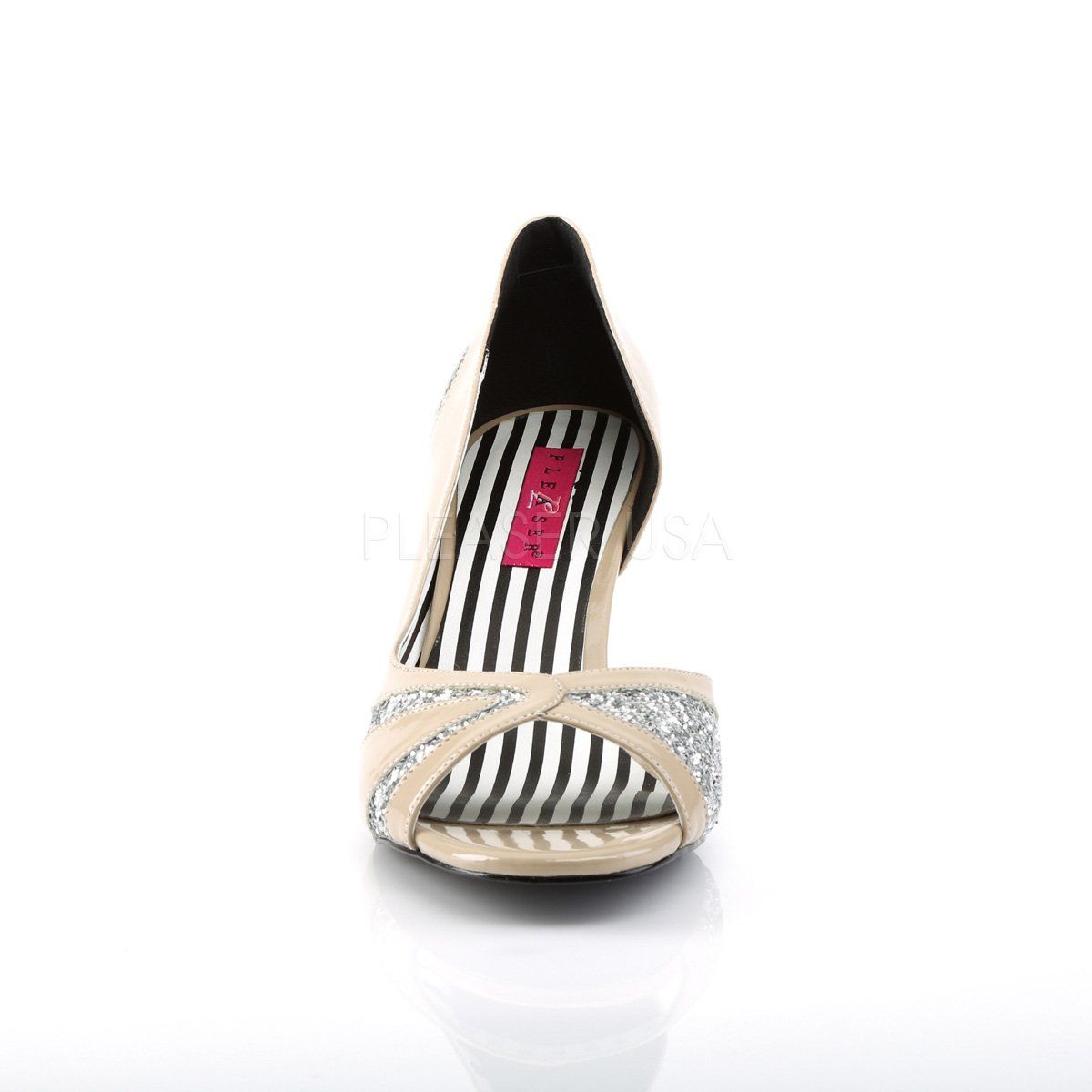 JENNA-03 Cream Patent-Silver Glitter Pleaser Pink Label