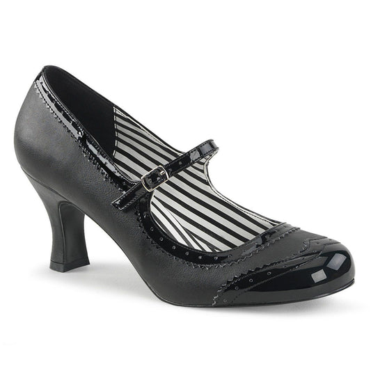 JENNA-06 Black Faux Leather-Patent Pleaser Pink Label