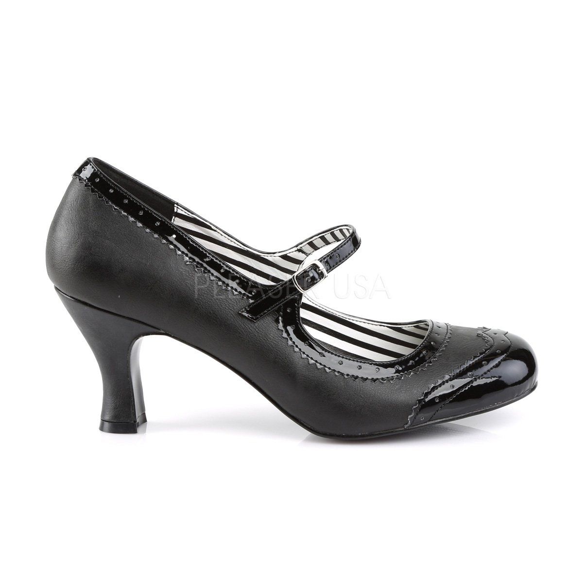 JENNA-06 Black Faux Leather-Patent Pleaser Pink Label