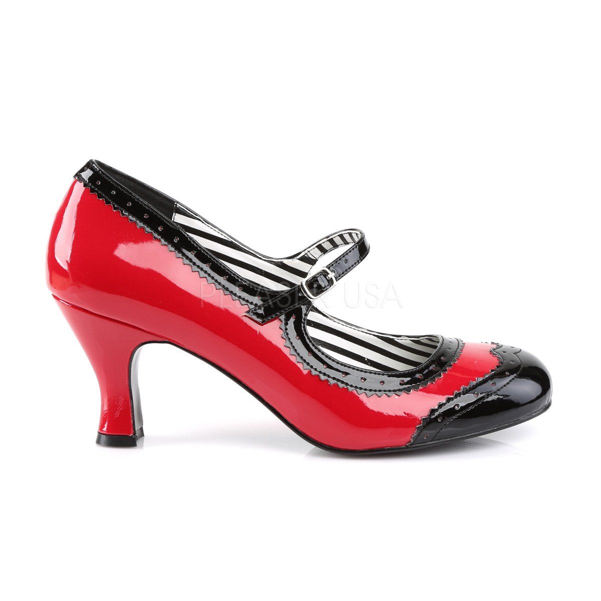 JENNA-06 Red-Black Patent Pleaser Pink Label