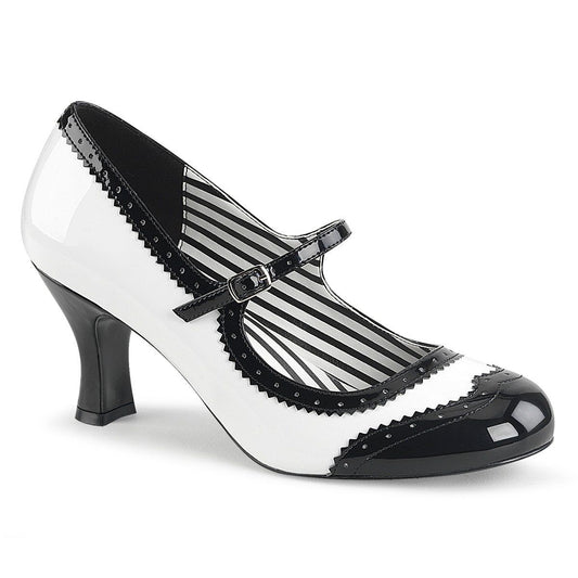 JENNA-06 White-Black Patent Pleaser Pink Label