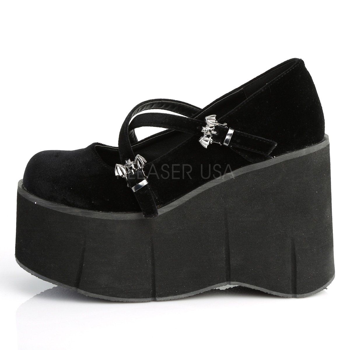 KERA-10 Black Velvet Mary Janes Demonia