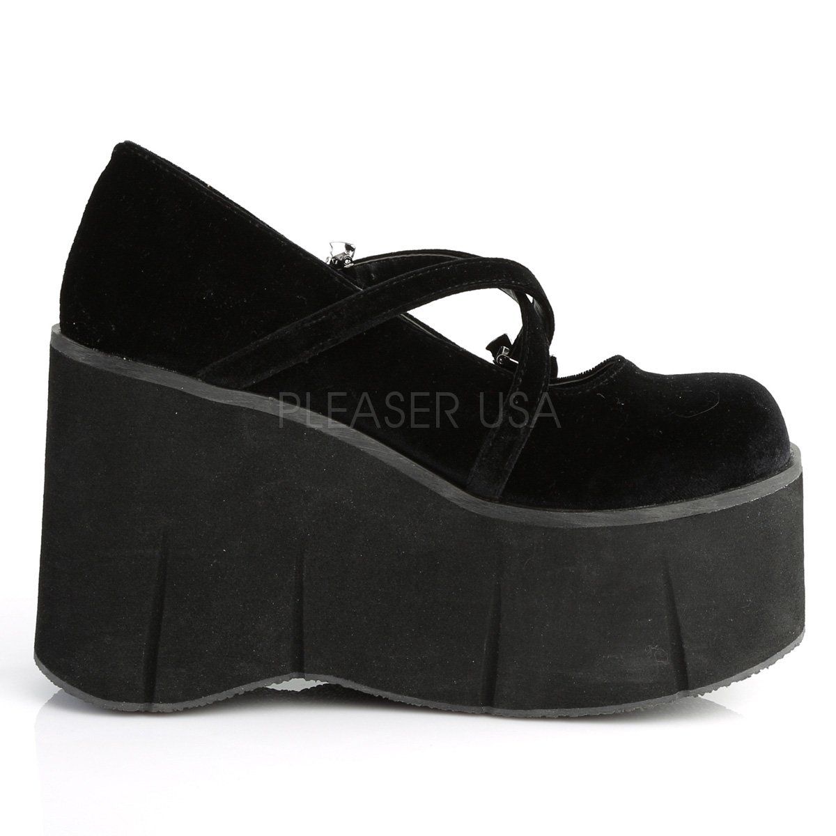 KERA-10 Black Velvet Mary Janes Demonia