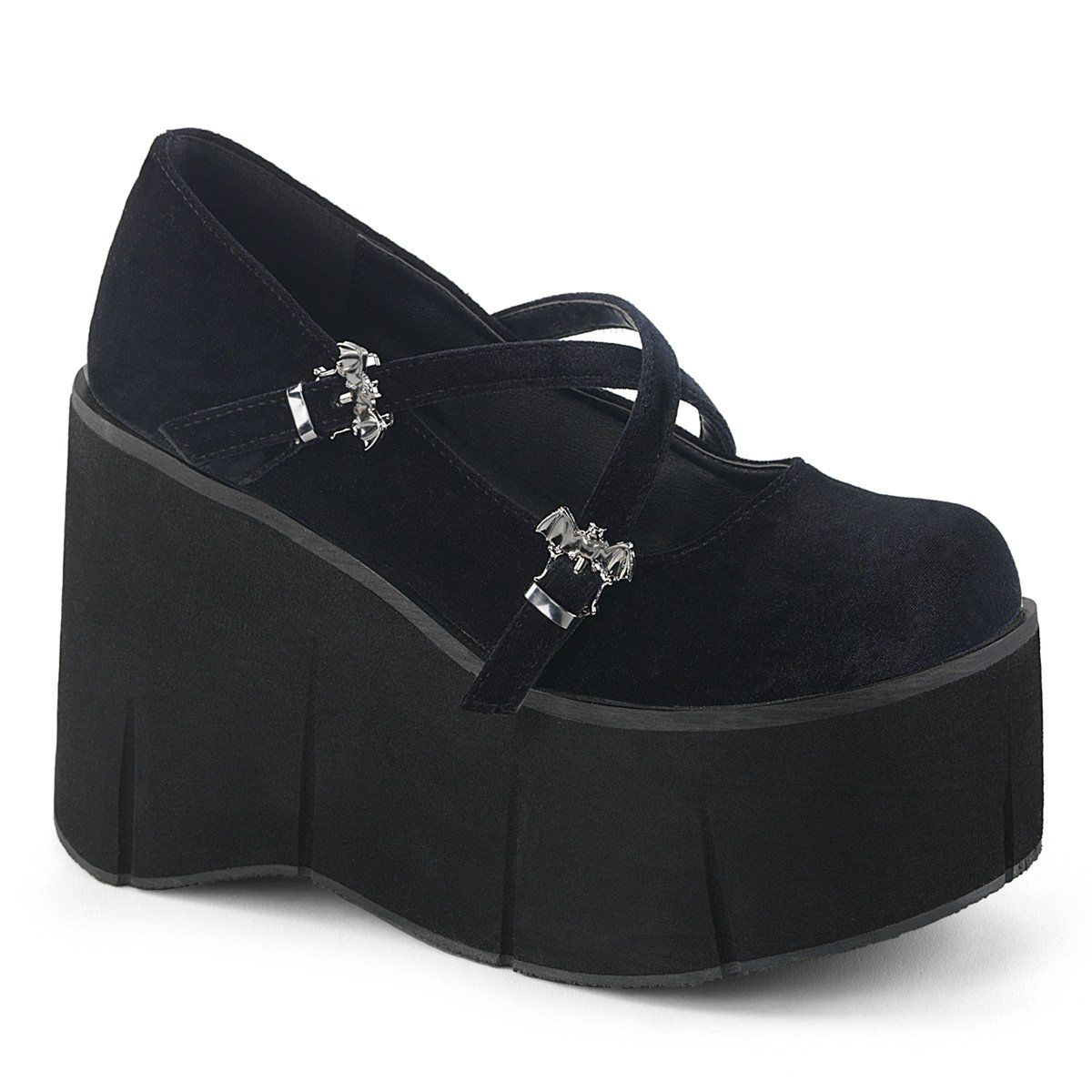 KERA-10 Black Velvet Mary Janes Demonia