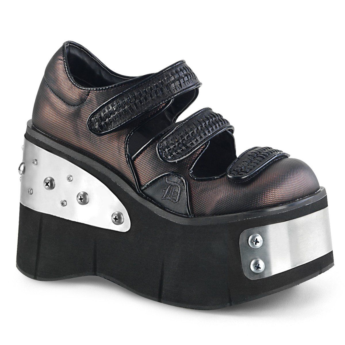 KERA-13 Black -Pewter Vegan Leather Mary Janes Demonia